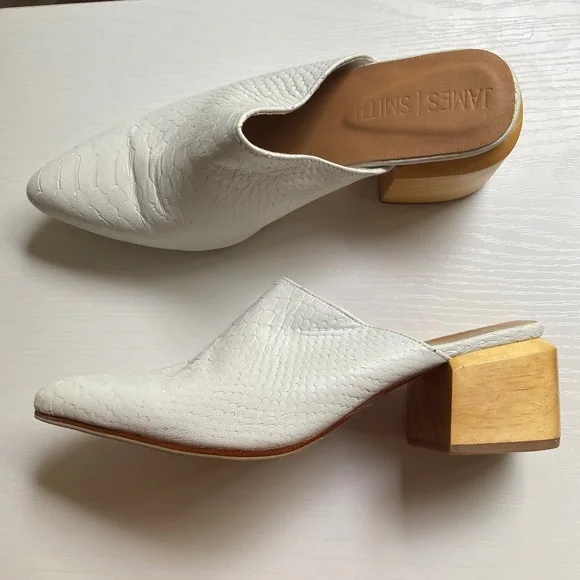 JAMES | SMITH James Smith WHITE PYTHON  mules clogs - Picture 1 of 8